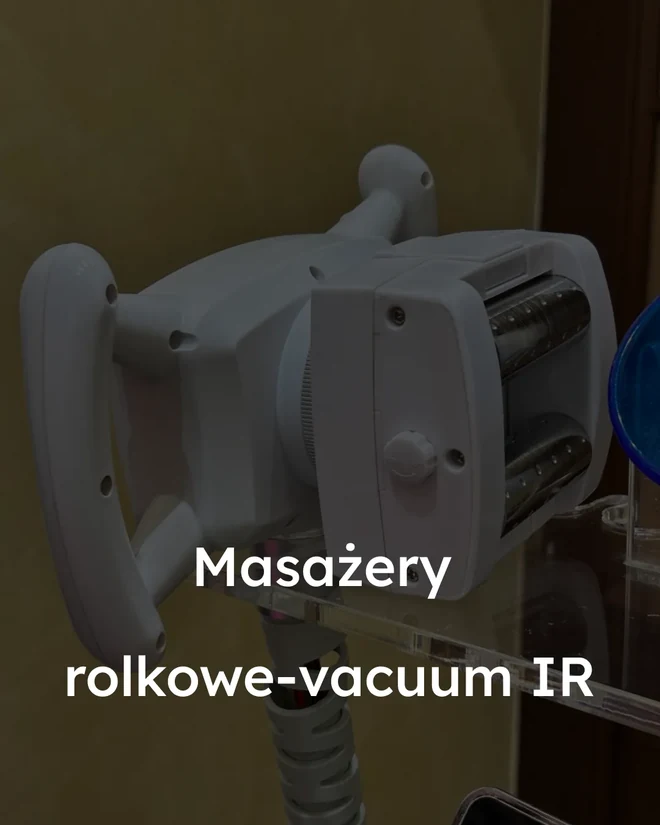 IR roller and vacuum massage device with a handpiece
