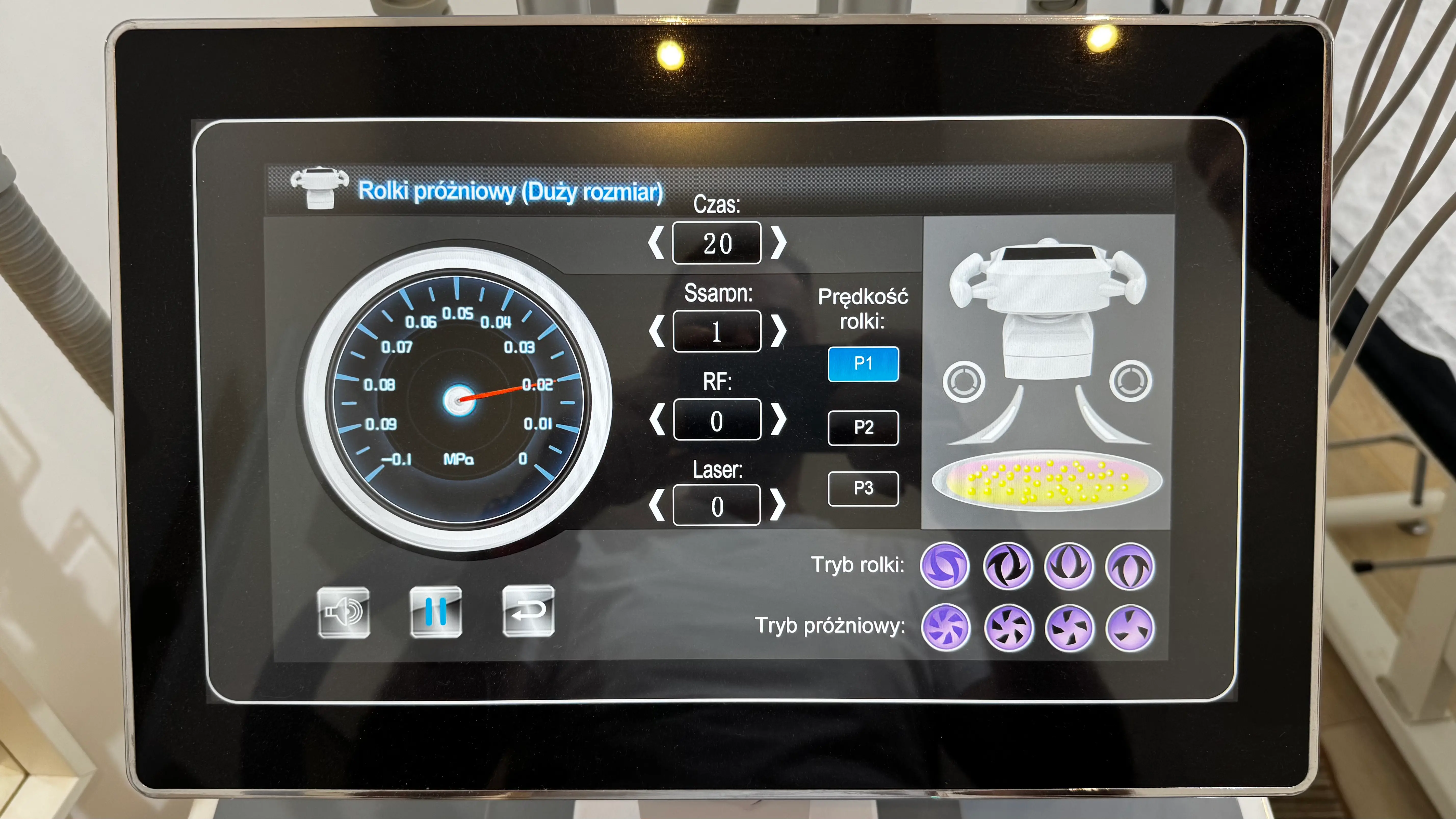 Test vacuum i RF urządzenia Beauty Planet 3D Contour po naprawie