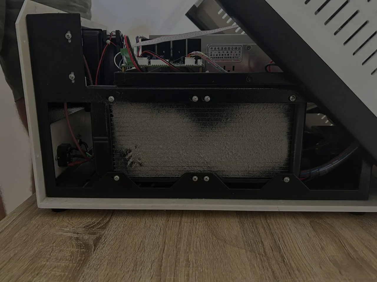 Dust-covered heat exchanger before cleaning